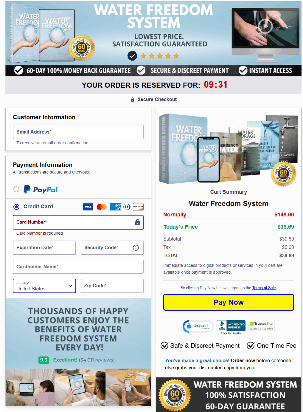 secure checkout page